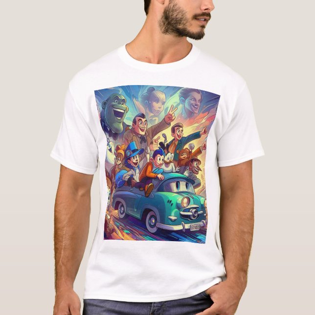 Treten Sie ein in Nostalgie mit klassischen Cartoo T-Shirt (Vorderseite)