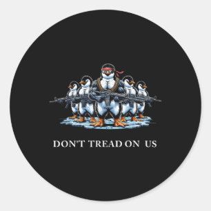 Treten Sie nicht auf der patriotischen Pinguinflag Runder Aufkleber