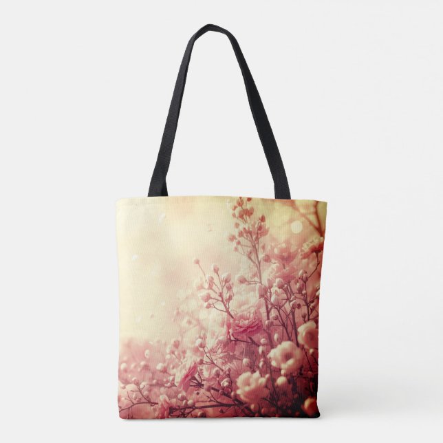 Treten Sie stilvoll mit wunderschönen rosa Blumen  Tasche (Rückseite)