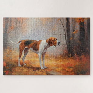 Treten Walker Coonhound im Herbst Leaves Fall