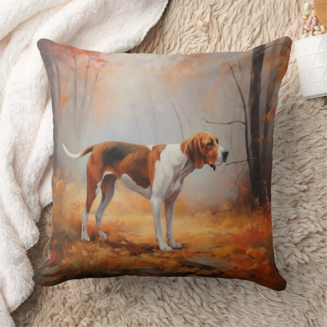 Treten Walker Coonhound im Herbst Leaves Fall Kissen (Decke)