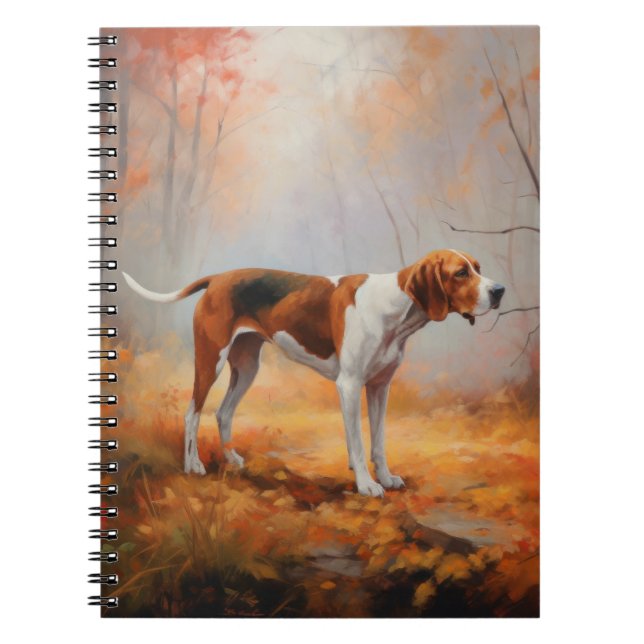 Treten Walker Coonhound im Herbst Leaves Fall Notizblock (Vorderseite)