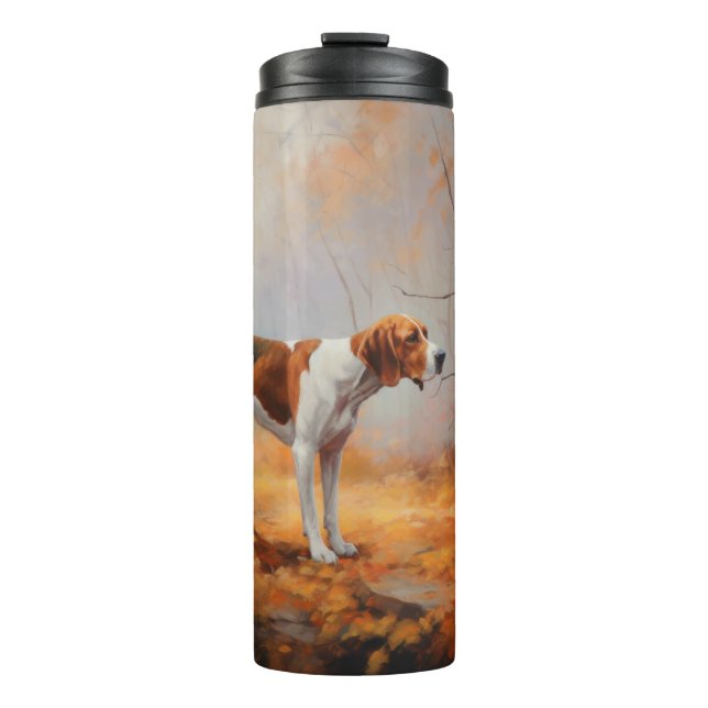 Treten Walker Coonhound im Herbst Leaves Fall Thermosbecher (Vorderseite)