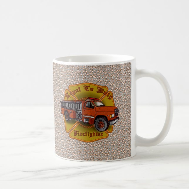 Treu Feuerwehrmann-Feuerwehrauto-Tasse Kaffeetasse (Rechts)
