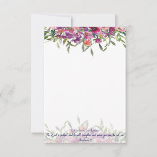 Treue aquarellisierte Blumen personalisiert Mitteilungskarte