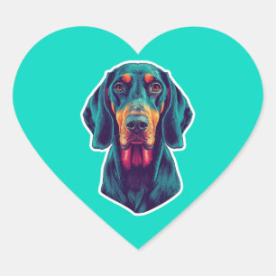 Treue Glow – Lebendiges Bluetick Coonhound Pop Art Herz-Aufkleber