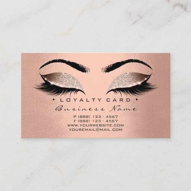 Treuekarte 6 Lashes Skin Rose Gold Crown Glitzer (Vorderseite)