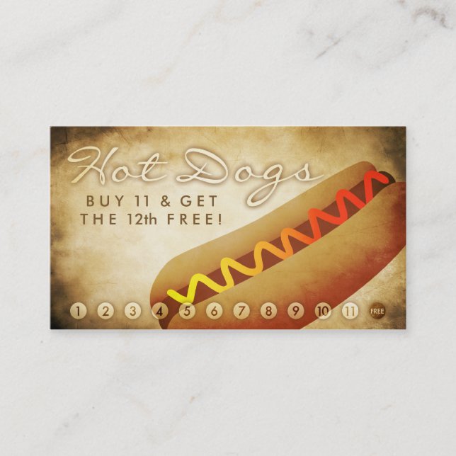 Treuekarte für alte Hot Dogs (Vorderseite)