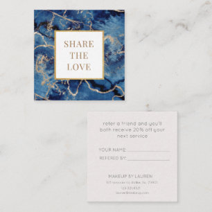 Treuekarte Navy Blue Waves Gold Salon Spa Quadratische Visitenkarte