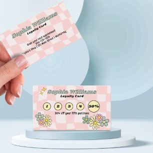 Treuekarte Retro Rosa Karo Geschäft Marketing