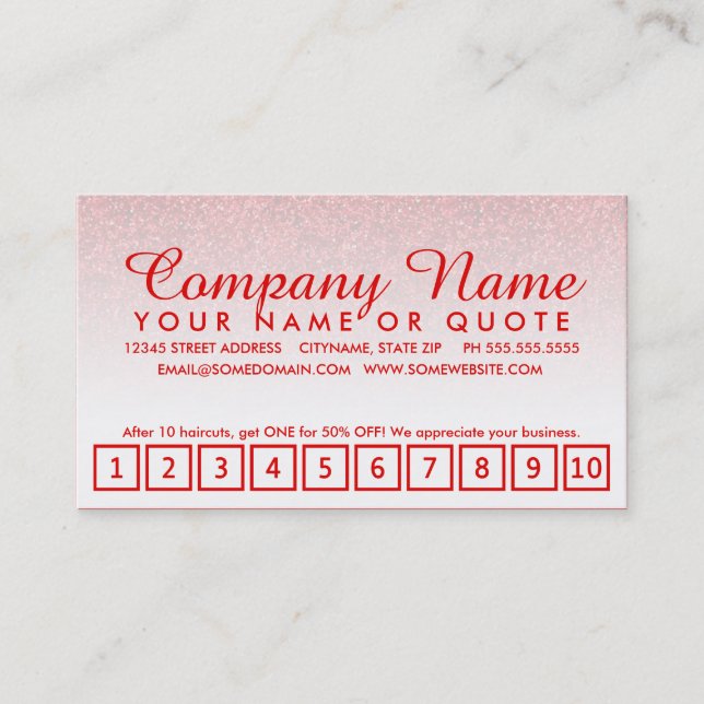 Treueprogramm für Glitzer Treuekarte (Vorderseite)