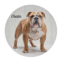 Treuer Bulldogge Personalisiertes rundes Glas-Schn