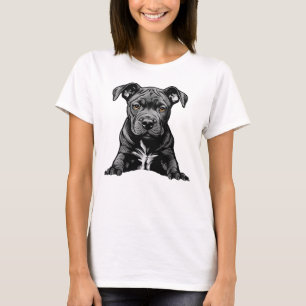 Treuer schwarzer Pitbull-Welpe stolze Hundemutter T-Shirt