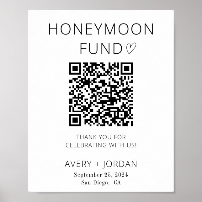 Treuhandfonds QR-Code, Hochzeitsfondsunterschrift Poster (Vorne)