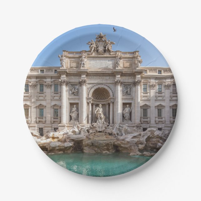 Trevi-Brunnen am frühen Morgen - Rom, Italien Pappteller (Vorderseite)