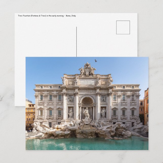 Trevi-Brunnen am frühen Morgen - Rom, Italien Postkarte (Vorne/Hinten)