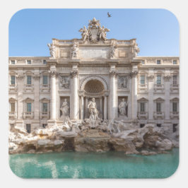 Trevi-Brunnen am frühen Morgen - Rom, Italien Quadratischer Aufkleber