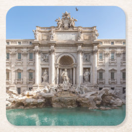 Trevi-Brunnen am frühen Morgen - Rom, Italien Rechteckiger Pappuntersetzer