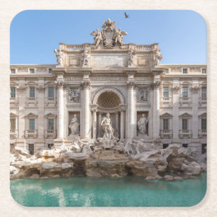 Trevi-Brunnen am frühen Morgen - Rom, Italien Rechteckiger Pappuntersetzer