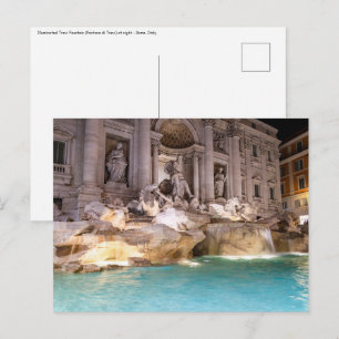 Trevi-Brunnen bei Nacht - Rom, Italien Postkarte