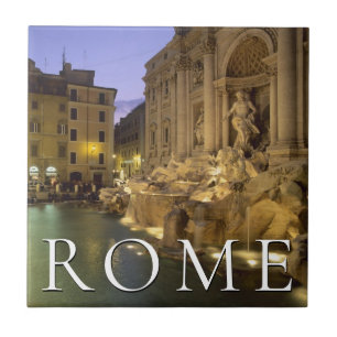 Trevi-Brunnen bei Nacht   Rom, Latium, Italien Fliese