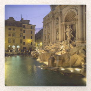 Trevi-Brunnen bei Nacht, Rom, Latium, Italien Glasuntersetzer