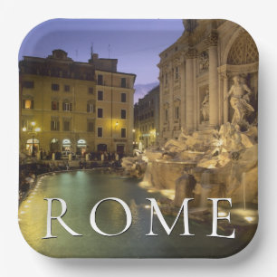 Trevi-Brunnen bei Nacht Rom, Latium, Italien Pappteller