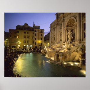 Trevi-Brunnen bei Nacht, Rom, Latium, Italien Poster