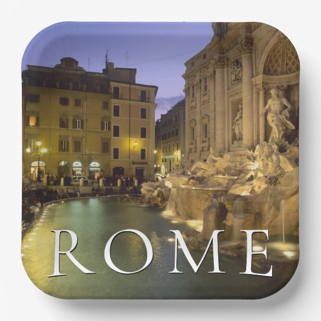 Trevi Brunnen | Rom, Latium, Italien Pappteller (Vorderseite)