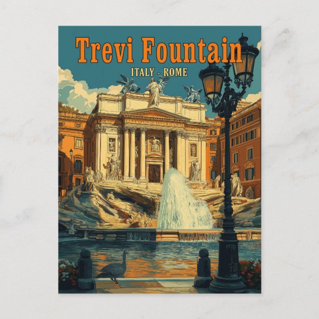 Trevi-Brunnen, Rom - Vintag Postkarte (Vorderseite)