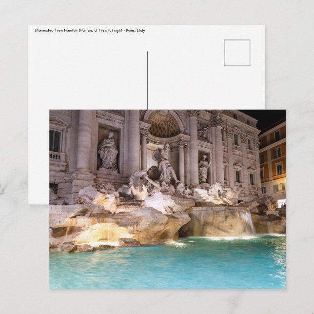 Trevi Fountain in night - Rom, Italien Postkarte (Vorne/Hinten)