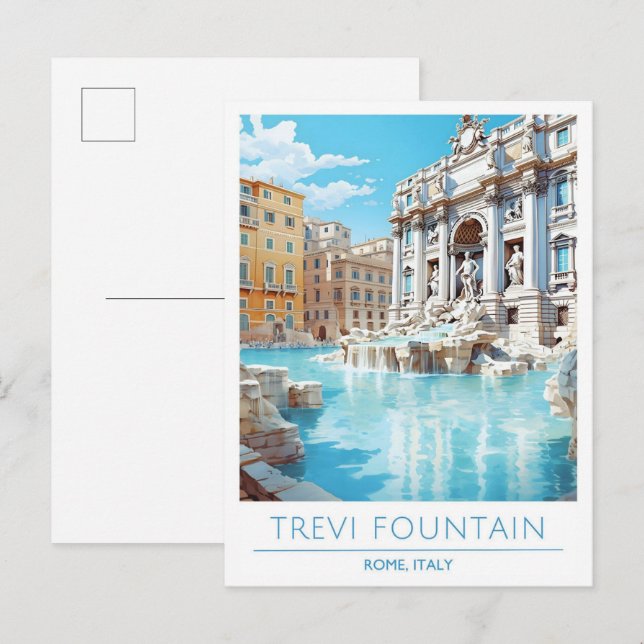 Trevi Fountain Roma Italien Vintage Postkarte (Vorne/Hinten)
