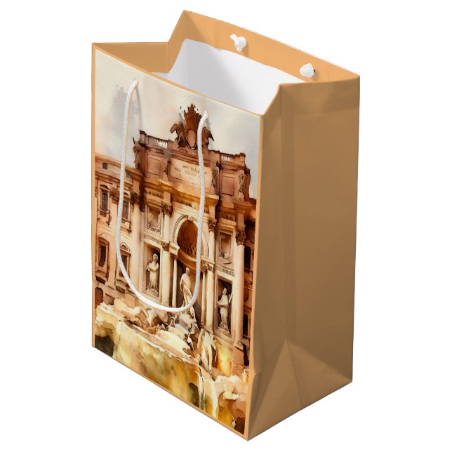 Trevi Fountains, Italien Rom Mittlere Geschenktüte (Vorderseite Schrägansicht)