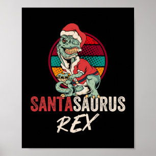 Trex Christmas Shirt Santasaurus Rex Dinosaurier X Poster