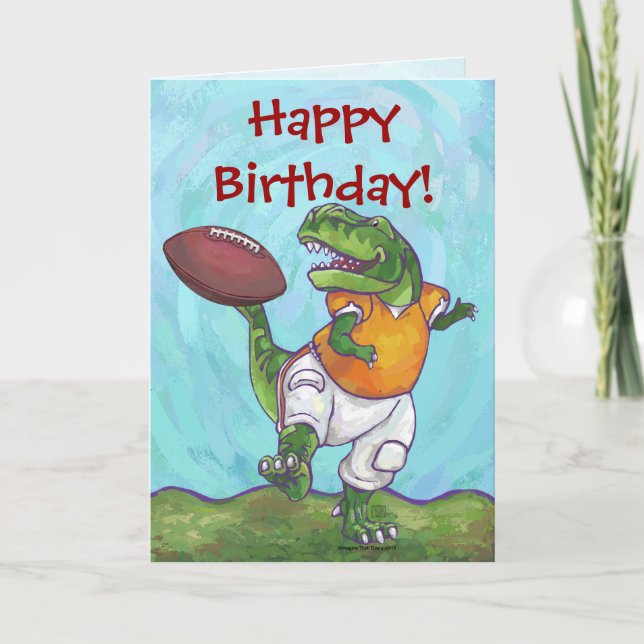 TRex Dino Football Star Happy Birthday Card Karte (Vorderseite)
