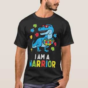 Trex Dino Ich bin ein Krieger Kindermädchen Autism T-Shirt