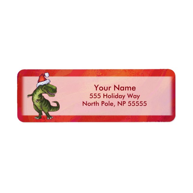 TRex Dino in Weihnachtsmannmütze auf Rot (Vorne)
