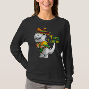 Trex Dino Taco Saurus Poncho Sombrero Cinco De May T-Shirt