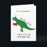 Trex Dinosaur Birthday Grandson Karte<br><div class="desc">Eine trex Dinosaurier Geburtstagskarte für Enkel,  die Sie leicht mit seinem Namen und Alter personalisieren können. In der trex Geburtstagskarte steht: "Rawr! Es ist dein Geburtstag! Der größte Geburtstag wünscht einem Dino-Milben." Sie können auch die Geburtstagsbotschaft auch innen personalisieren. Auf der Rückseite der Dinosaurierkarte heißt es Happy Birthday 2018.</div>