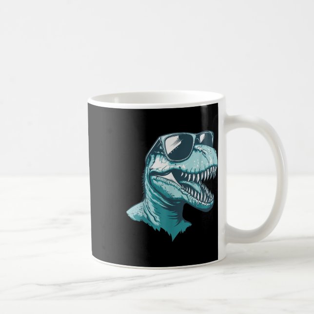 Trex Dinosaur Dino Tragen Sungles Funny Graphic Kaffeetasse (Rechts)