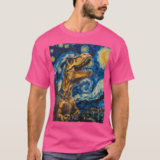Trex Dinosaur Dino - Van Gogh Style - Starry Night T-Shirt