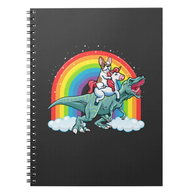 Trex Dinosaur French Bulldog Unicorn Rainbow Notizblock (Vorderseite)