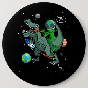 TRex Dinosaur in der Weltraum-Astronauten-Alien Button
