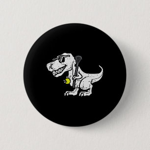 Trex Dinosaur Lacrosse Funny Lax Player Goalie Kid Button