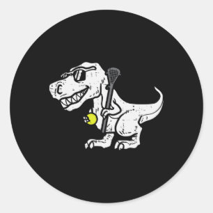 Trex Dinosaur Lacrosse Lustiger Lax Spieler Torwar Runder Aufkleber