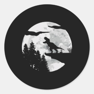 TRex Dinosaur Night Sky Moon Dino Trex Tyrannosaur Runder Aufkleber