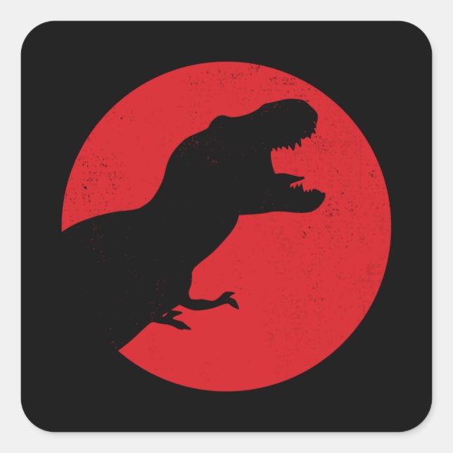 Trex Dinosaur Retro Quadratischer Aufkleber (Vorderseite)