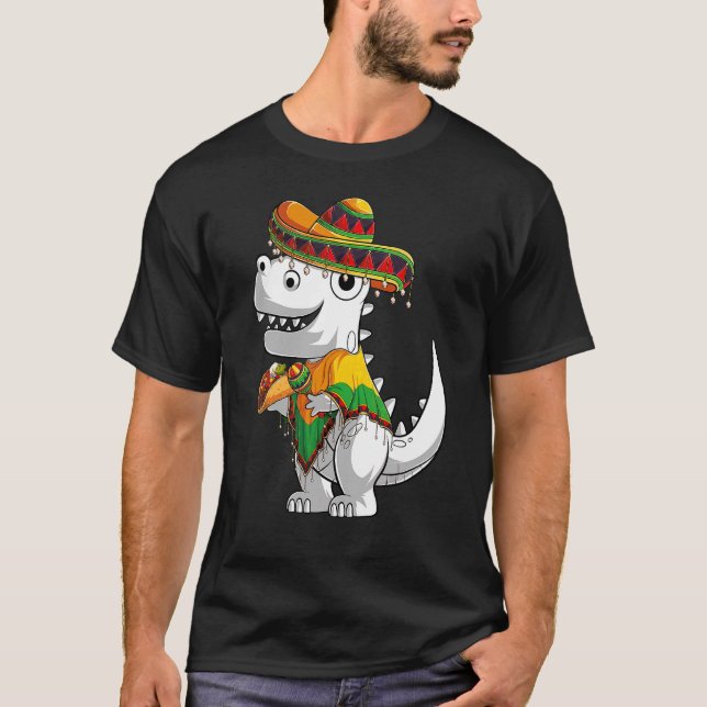 Trex Dinosaur Taco Poncho Sombrero Cinco De Mayo F T-Shirt (Vorderseite)