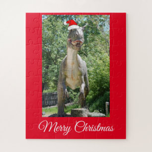 Trex Dinosaurier mit einem Weihnachtshut
