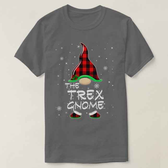 Trex Gnome Buffalo Kariert Matching Familienweihna T-Shirt (Design vorne)